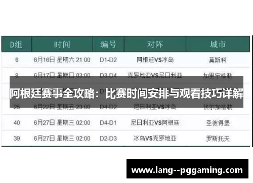 阿根廷赛事全攻略：比赛时间安排与观看技巧详解